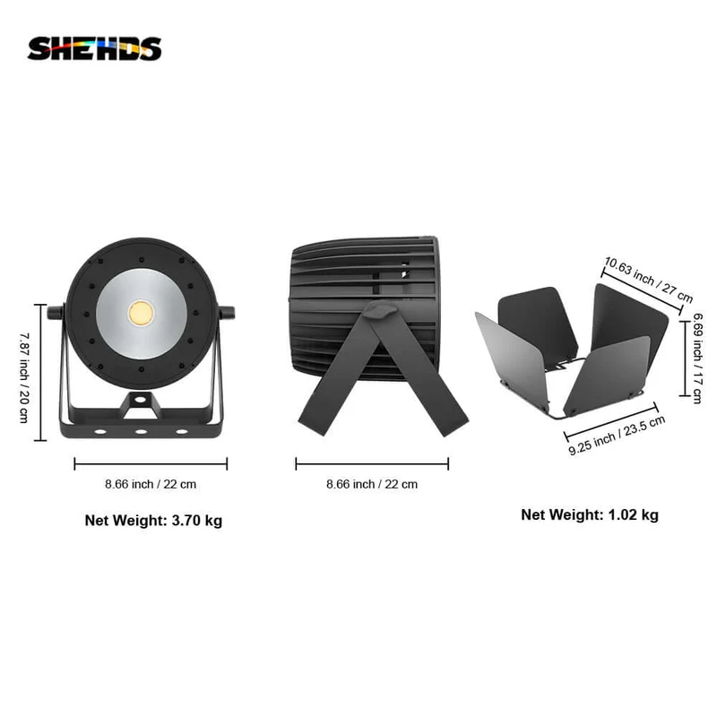 SHEHDS New Version LED 200W Cool & Warm White 2in1 COB Light Uniform Color Mix，Temperature Control Protection，Aluminum Alloy