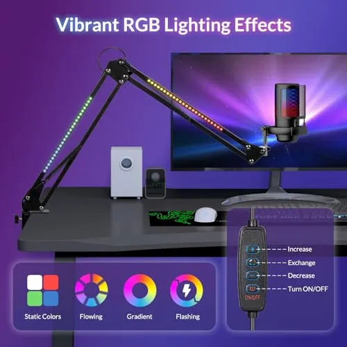 Bras De Microphone Avec Lumière RGB, Réglable
