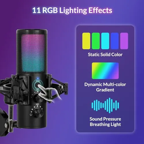 Kit De Microphone De Jeu USB, RGB, Bouton Muet