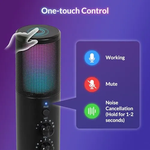 Kit De Microphone De Jeu USB, RGB, Bouton Muet