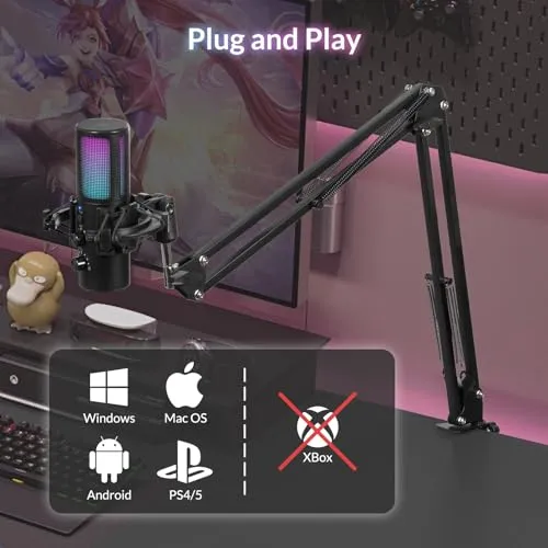 Kit De Microphone De Jeu USB, RGB, Bouton Muet