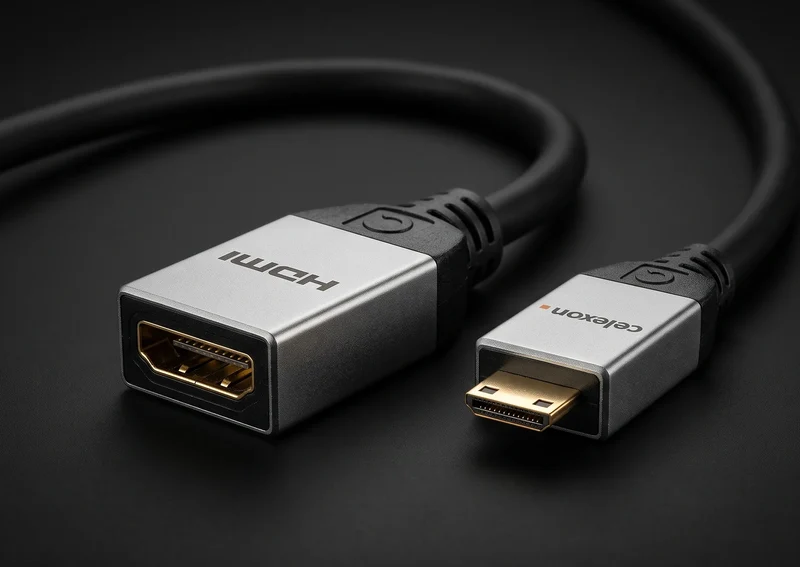 celexon Mini HDMI auf HDMI M/F Adapter mit Ethernet - 2.0a/b 4K 0,25m - Professional Line