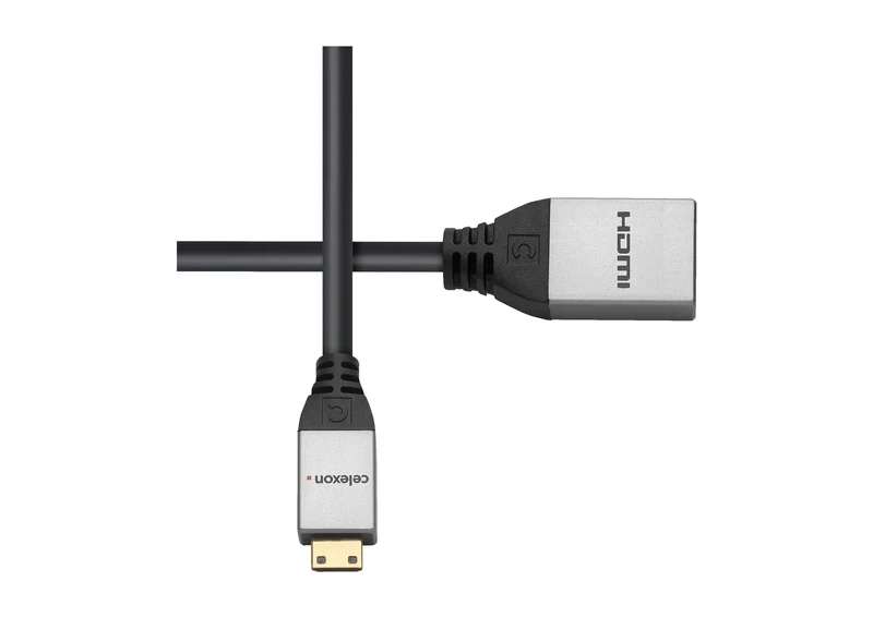 celexon Mini HDMI auf HDMI M/F Adapter mit Ethernet - 2.0a/b 4K 0,25m - Professional Line