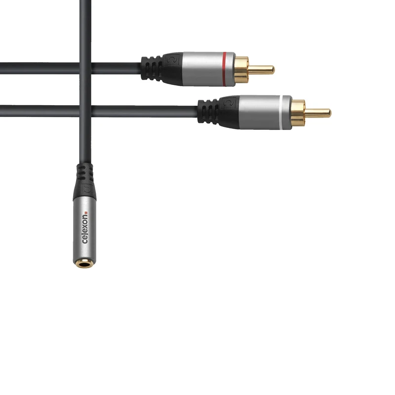 celexon 2x Cinch auf 3,5mm Stereo Klinke M/F Audioadapter 0,25m - Professional Line