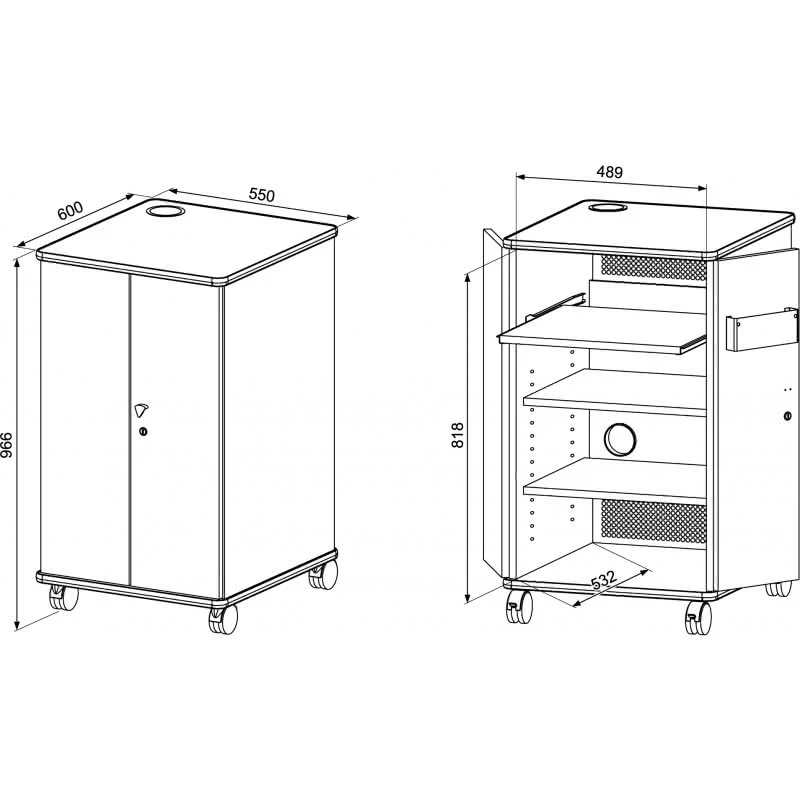 Baie de salle mobile 19″ VEGA - Portes bois