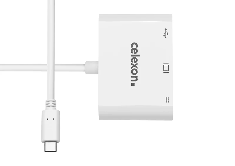 celexon USB-C auf HDMI - USB-A - USB-C M/F Multiport Adapter, weiß