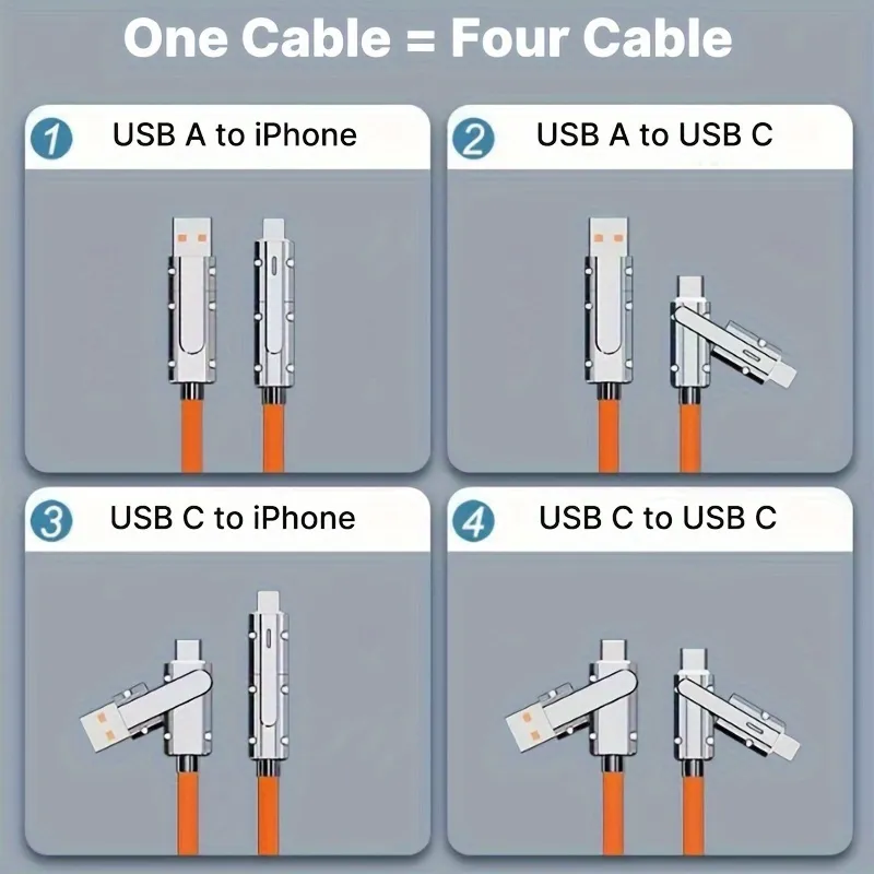 QuadCharge TangleFree Cable - 1m/3ft length