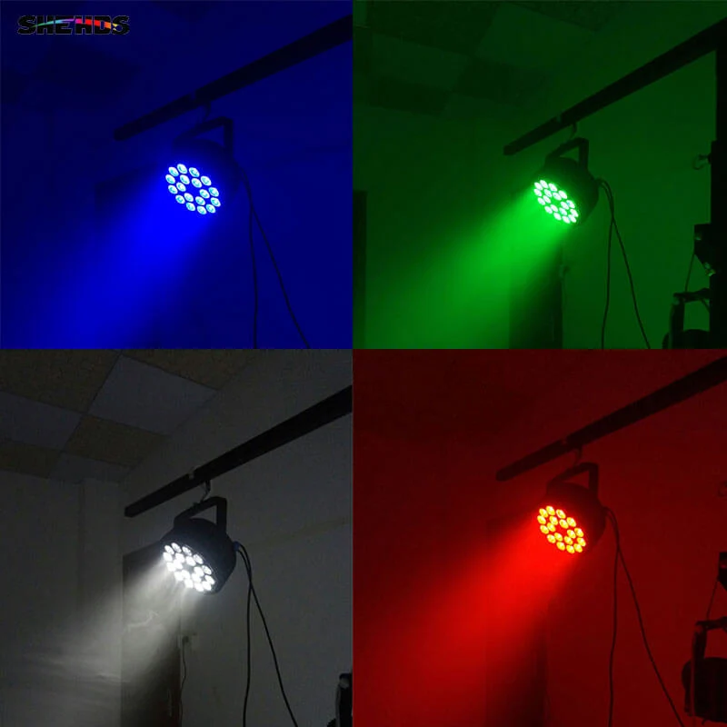 SHEHDS 18x18W Aluminum Alloy LED Flat Par DMX512 DJ Par Cans Wash Light