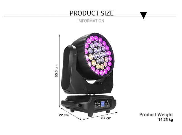 SHEHDS 37x15W RGBW Mini LED Wash Moving Head Light With Zoom Effect