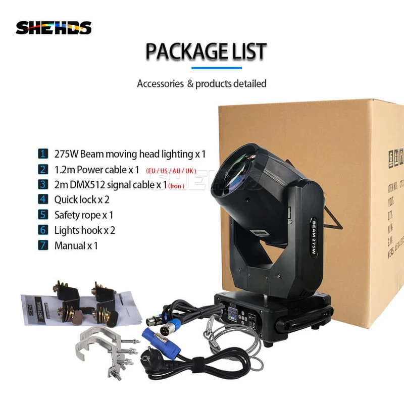 SHEHDS Beam 275W 10R Double Prisms Moving Head DJ Light