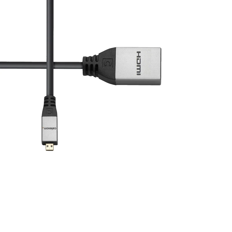 celexon Micro HDMI auf HDMI M/F Adapter mit Ethernet - 2.0a/b 4K 0,25m - Professional Line