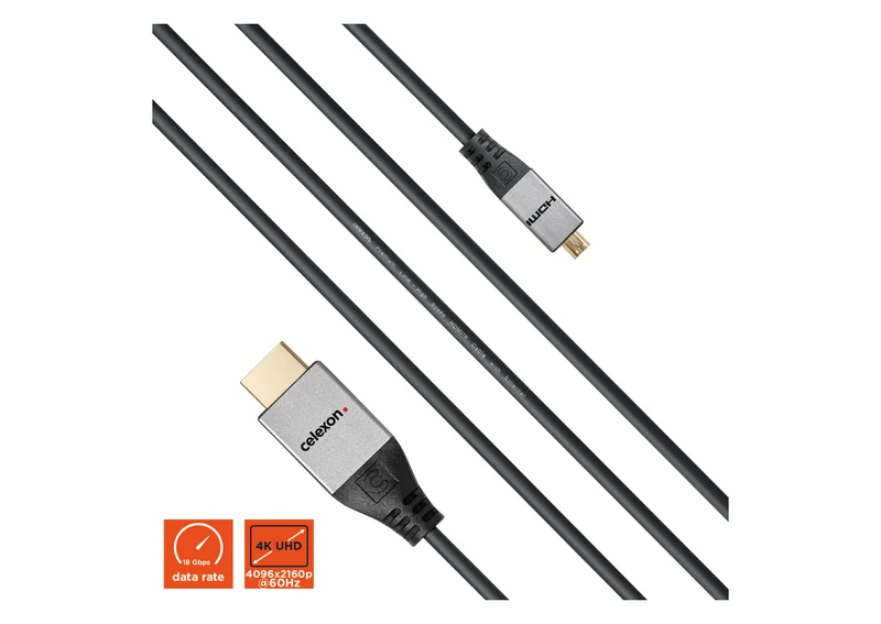 celexon HDMI auf Micro HDMI Kabel mit Ethernet - 2.0a/b 4K - Professional Line