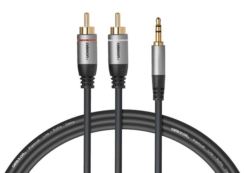 celexon 2x Cinch auf 3,5mm Stereo Klinke Audiokabel - Professional Line