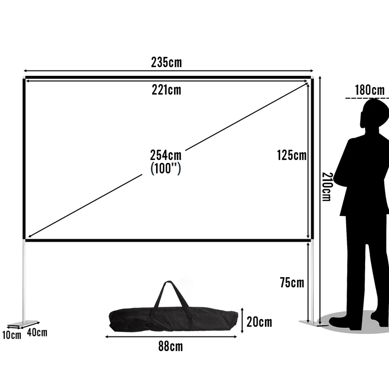 Écran de Projection Pliable (221 x 125cm)