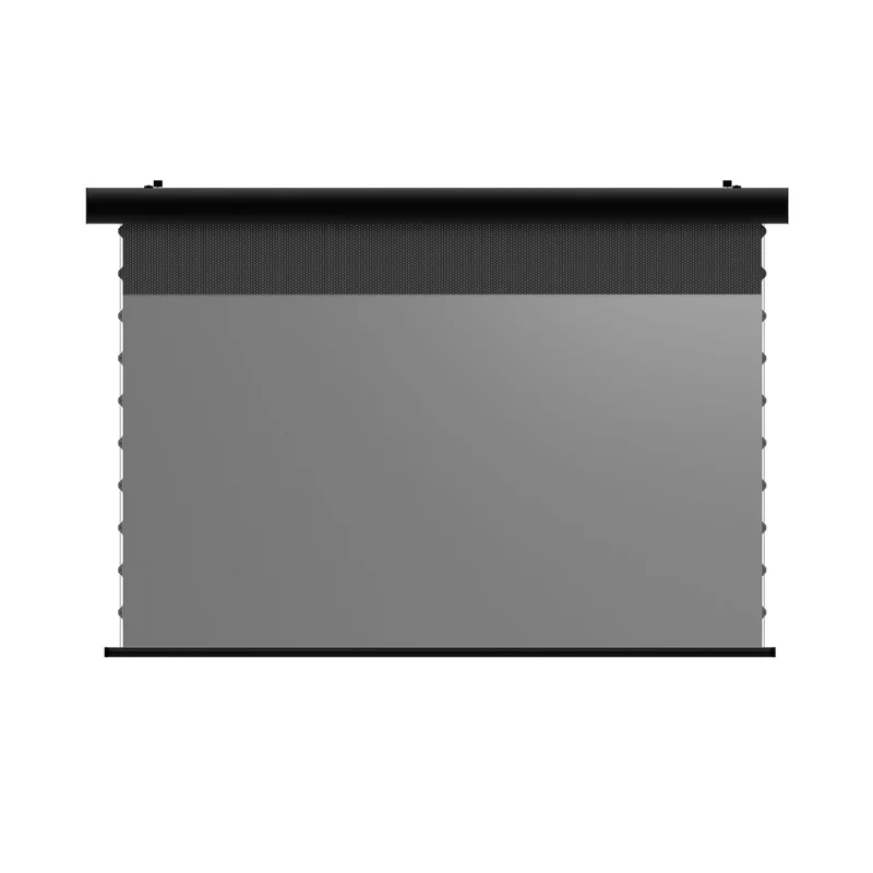 72"-150" Seamless WUPRO Cinema FlowArc Black Grid Lenticular Smart CLR Motorized Drop Down Projector Screen For UST Projector