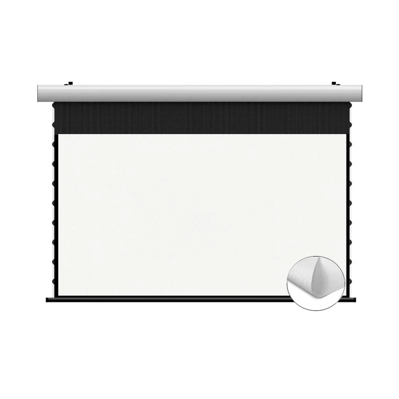 72″–150″ WUPRO Cinema FlowArc Woven Acoustically transparent Smart Motorized Drop Down Projector Screen