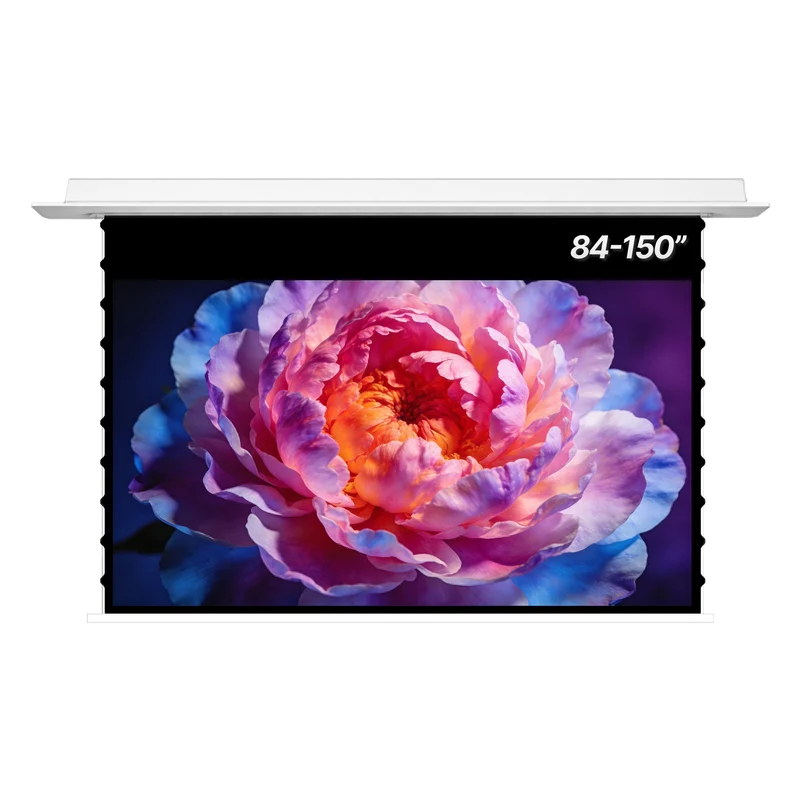 WUPRO Cinema Cirrus In-Ceiling Smart Motorized Drop Down Projector Screen For Long Throw Projector