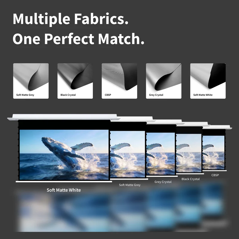 WUPRO Cinema Cirrus In-Ceiling Smart Motorized Drop Down Projector Screen For Long Throw Projector