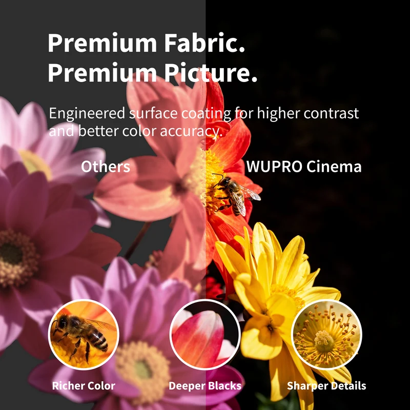 WUPRO Cinema Cirrus In-Ceiling Smart Motorized Drop Down Projector Screen For Long Throw Projector
