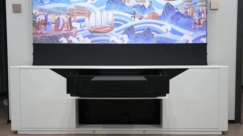 WUPRO X NECTUNT Invisible Laser Cinema R30 Carlofi Series With CLR ALR Screen integrated Luxury Design Smart Laser TV Cabinet