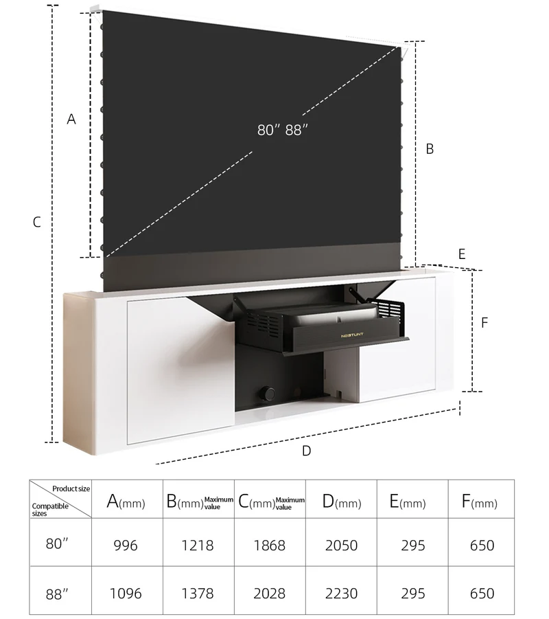 Bundle 80/88inch R30 Laser TV Cabinet & Formovie Cinema Edge UST Projector & CLR CBSP Screen