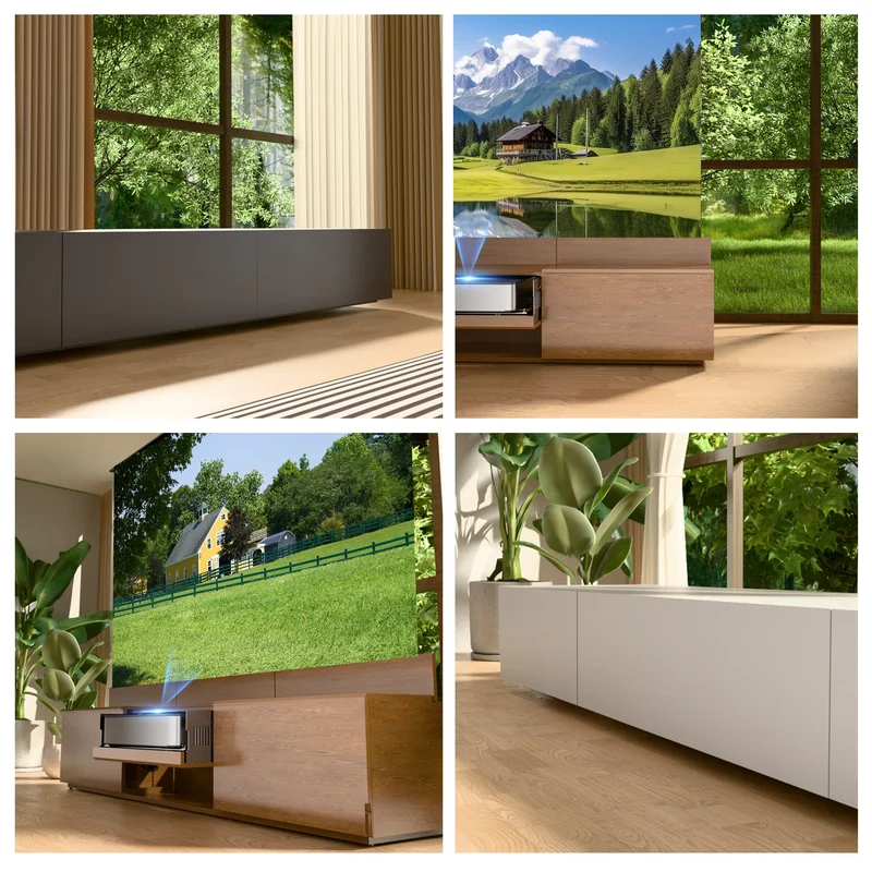 WUPRO DR-500 Customisable colours Fully Concealed Smart UST Laser TV Cabinet with Top Cover