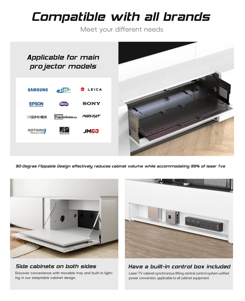 WUPROBUY Bundle UST Projector&Screen& DR-500 Fully Concealed Smart UST Laser TV Cabinet