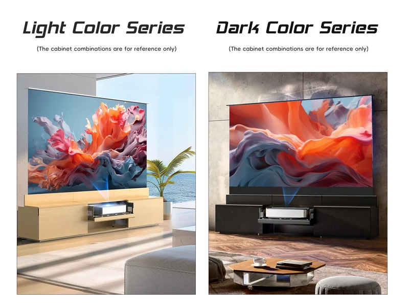 WUPROBUY Bundle UST Projector&Screen& DR-500 Fully Concealed Smart UST Laser TV Cabinet