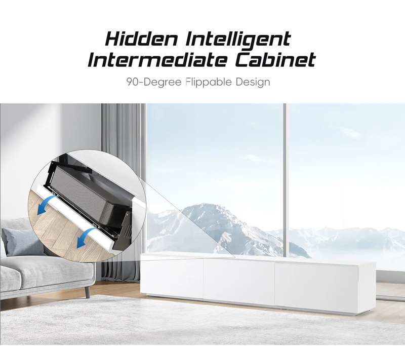 WUPROBUY Bundle UST Projector&Screen& DR-500 Fully Concealed Smart UST Laser TV Cabinet