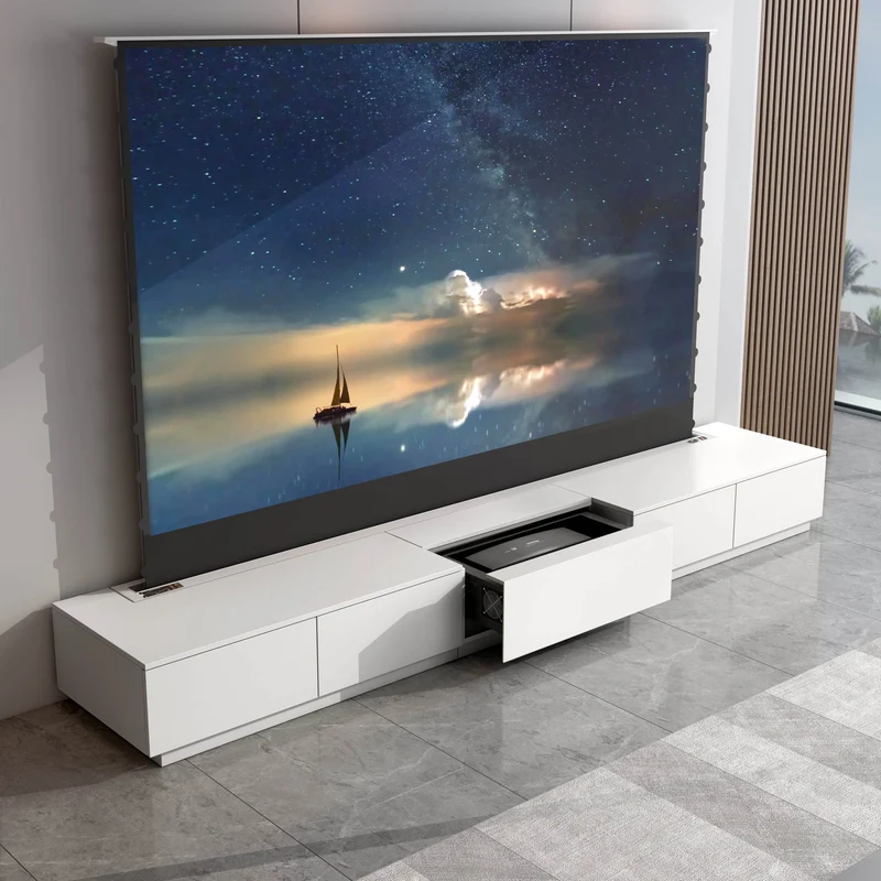 100-130inch NIKOHOME Phantom3 Masterpiece Series matte lacquer finish Smart Laser TV Cabinet For UST Projector