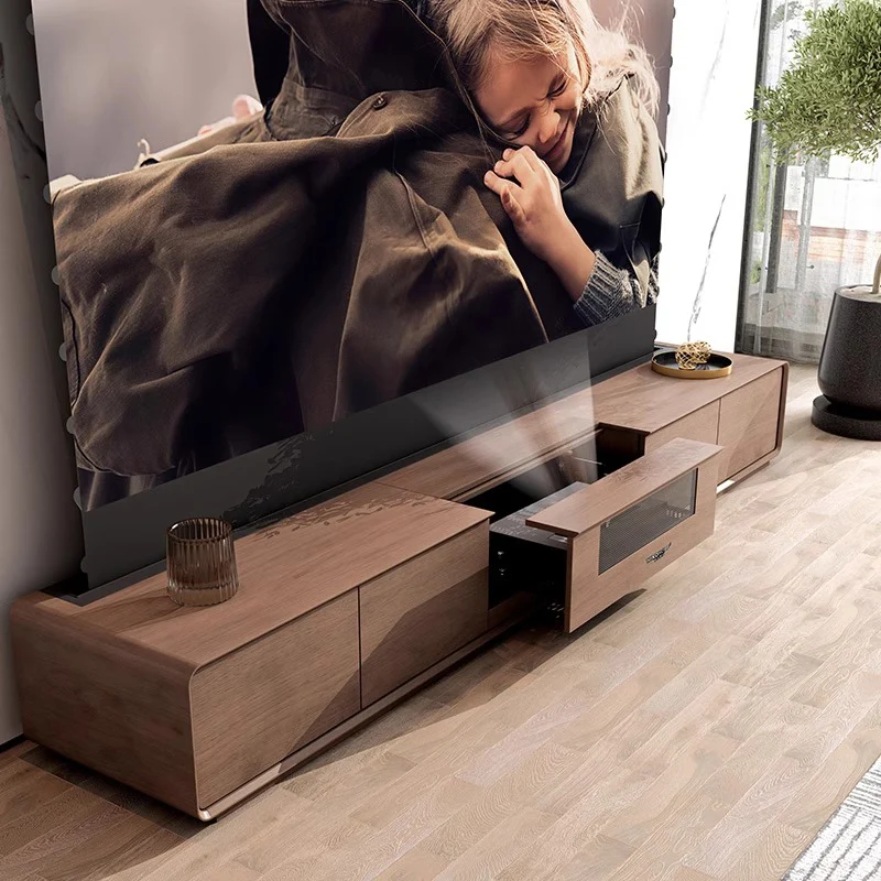 WUPRO × NIKOHOME Phantom5 Masterpiece Series Walnut solid wood Smart Laser TV Cabinet For UST Projector