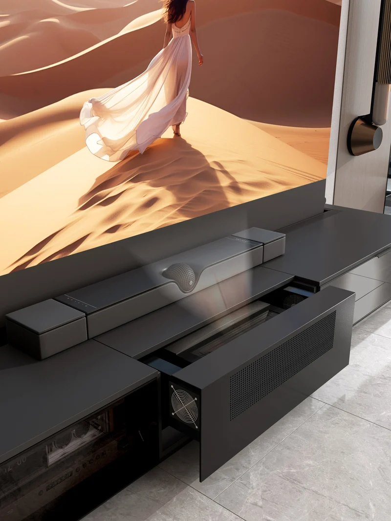WUPRO x NIKOHOME Berlin1 Masterpiece Series Lacquer-free Finish Solid wood Smart Laser TV Cabinet For UST Projector