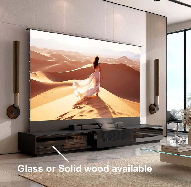 WUPRO x NIKOHOME Berlin1 Masterpiece Series Lacquer-free Finish Solid wood Smart Laser TV Cabinet For UST Projector