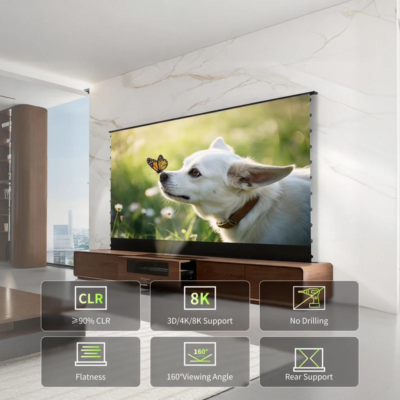 WUPRO × NIKOHOME Phantom5 Masterpiece Series Walnut solid wood Smart Laser TV Cabinet For UST Projector