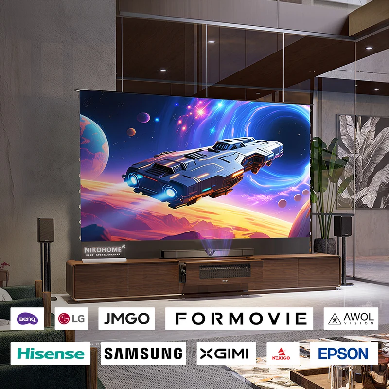 WUPRO × NIKOHOME Phantom5 Masterpiece Series Walnut solid wood Smart Laser TV Cabinet For UST Projector