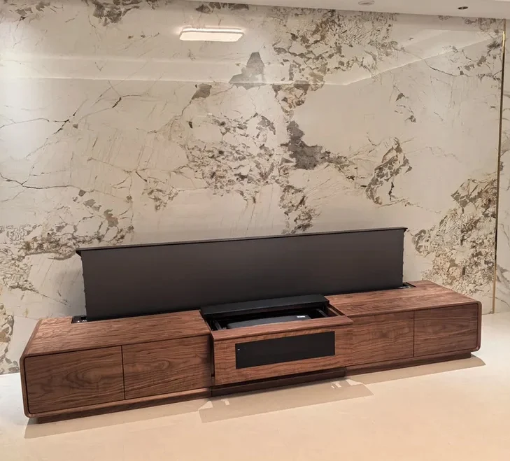 WUPRO × NIKOHOME Phantom5 Masterpiece Series Walnut solid wood Smart Laser TV Cabinet For UST Projector