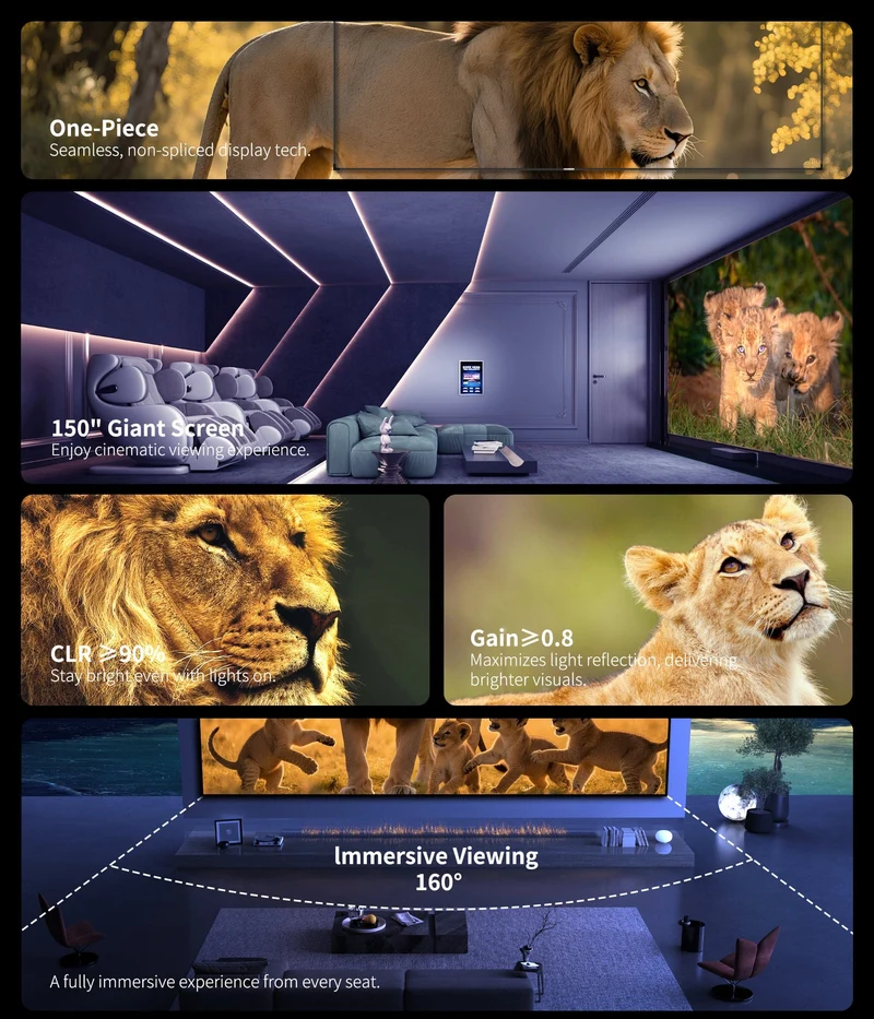 150-inch Seamless WUPRO Cinema Gallery Evo Black Grid Lenticular CLR Fixed Frame screen For UST Projectors