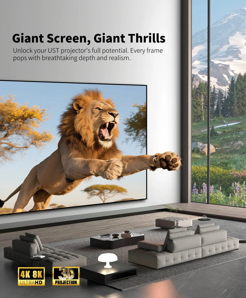 150-inch Seamless WUPRO Cinema Gallery Evo Black Grid Lenticular CLR Fixed Frame screen For UST Projectors