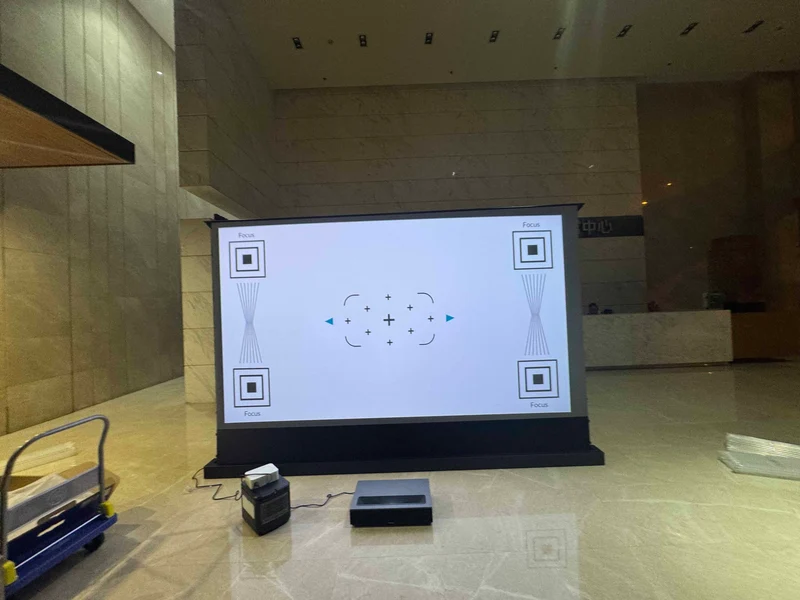 150-inch Seamless WUPRO Cinema Black Grid Lenticular ALR CLR Smart Motorized Tension Floor Rising Screen For UST Projector