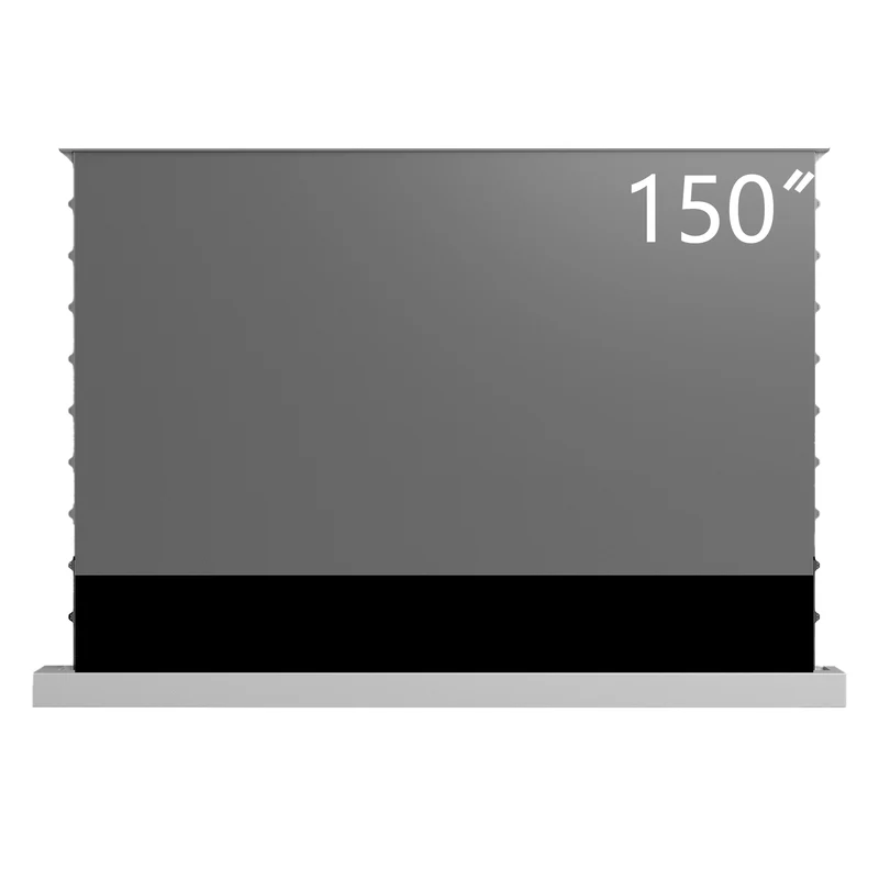 150-inch Seamless WUPRO Cinema Black Grid Lenticular ALR CLR Smart Motorized Tension Floor Rising Screen For UST Projector