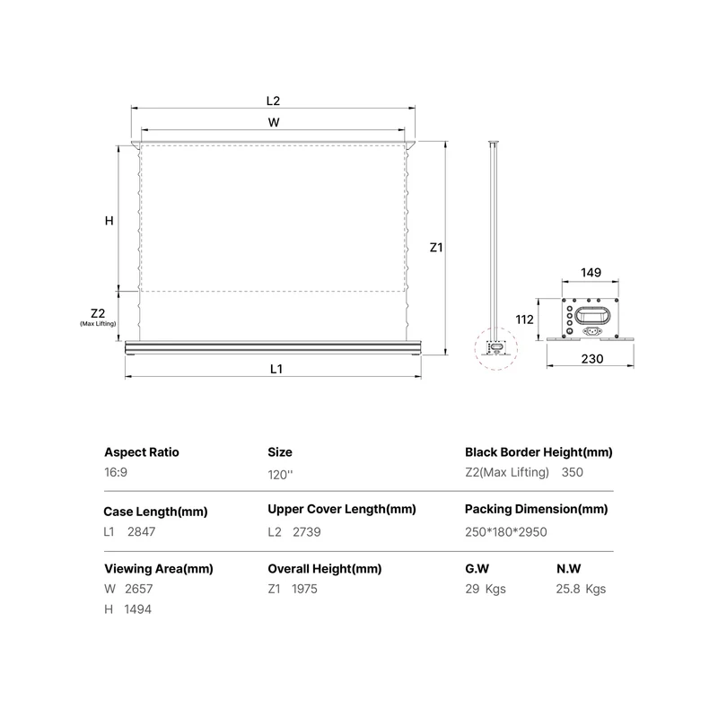 Bundle FORMOVIE Theater Premiun Laser TV +120inch Formovie UST ALR Motorized Floor Rising Screen