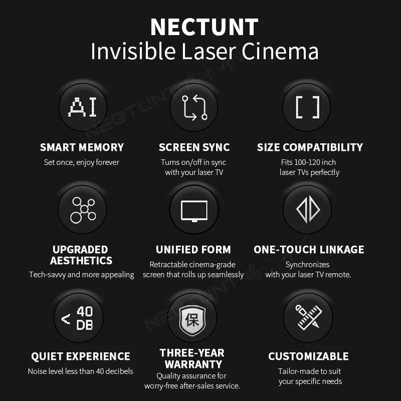 Bundle NECTUNT R20 Invisible Cinema Laser TV Cabinet +4K UST Laser TV Projector