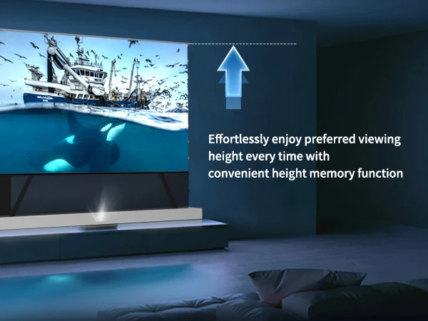 WUPRO Cinema LeApex Lite CBSP ALR CLR Tension Motorized floor rising UST Projector Screen