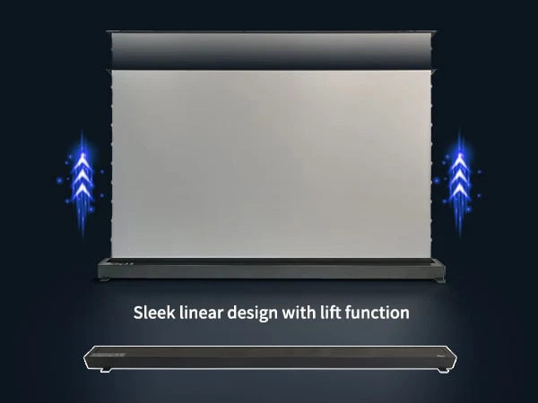 WUPRO Cinema LeApex Lite CBSP ALR CLR Tension Motorized floor rising UST Projector Screen