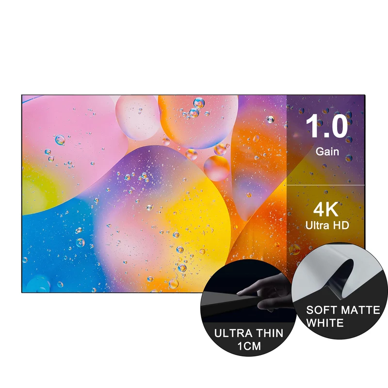 Wupro Cinema Soft matte white Anti-laser Speckle Frame Projector Screen For Long Throw & Short Throw & UST