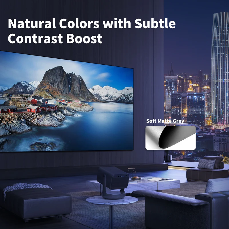 Wupro Cinema Gallery Soft Gray Matte Fixed Frame Projector Screen For Long Throw & Short Throw & UST