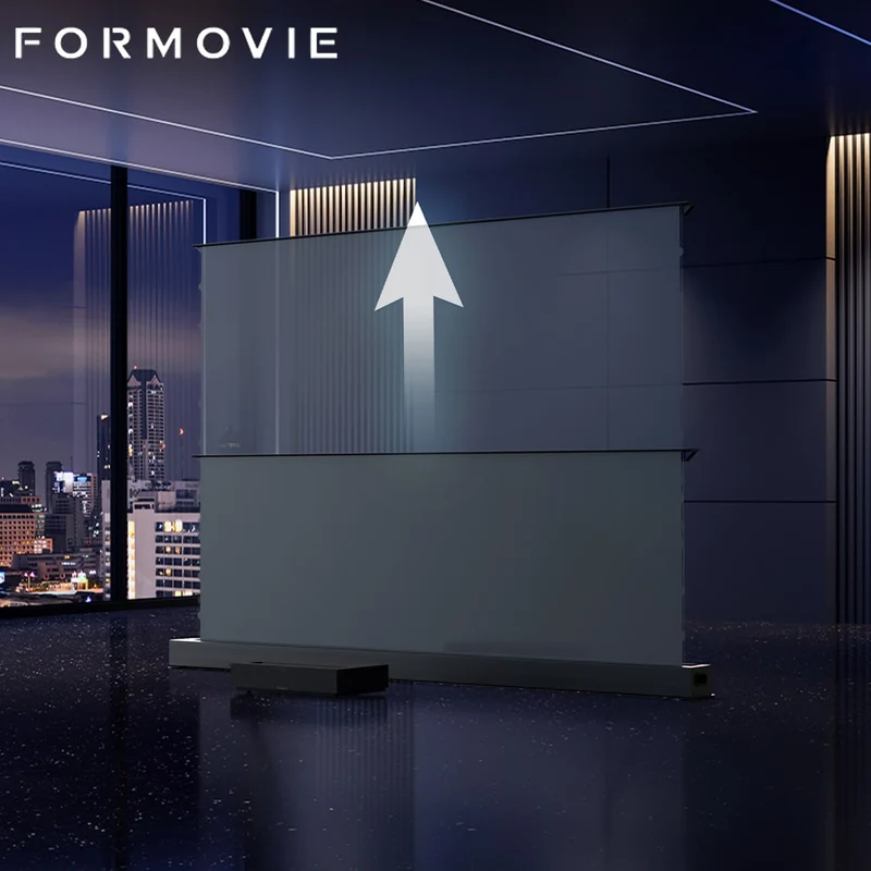 FORMOVIE 120inch CBSP Tension Perforated UST ALR Motorized Floor Rising Screen For Ultra Short Throw Projector
