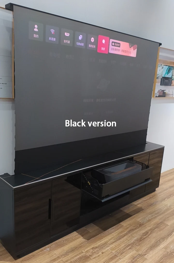 WUPRO X NECTUNT Invisible Laser Cinema R30 Carlofi Series With CLR ALR Screen integrated Luxury Design Smart Laser TV Cabinet