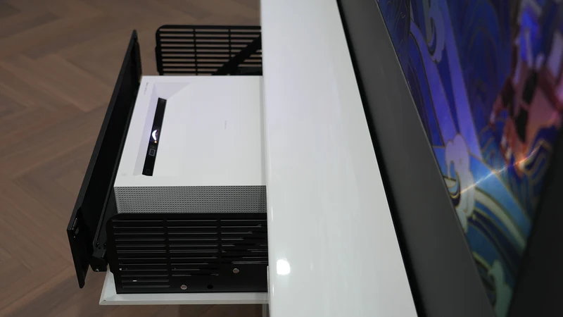 WUPRO X NECTUNT Invisible Laser Cinema R30 Carlofi Series With CLR ALR Screen integrated Luxury Design Smart Laser TV Cabinet