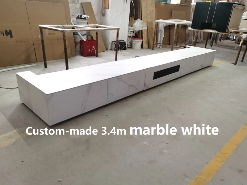 WUPRO Cinema Customizable size/material Sintered Stone Motorised Smart Integrated Laser TV Cabinet with CBSP floor rising screen